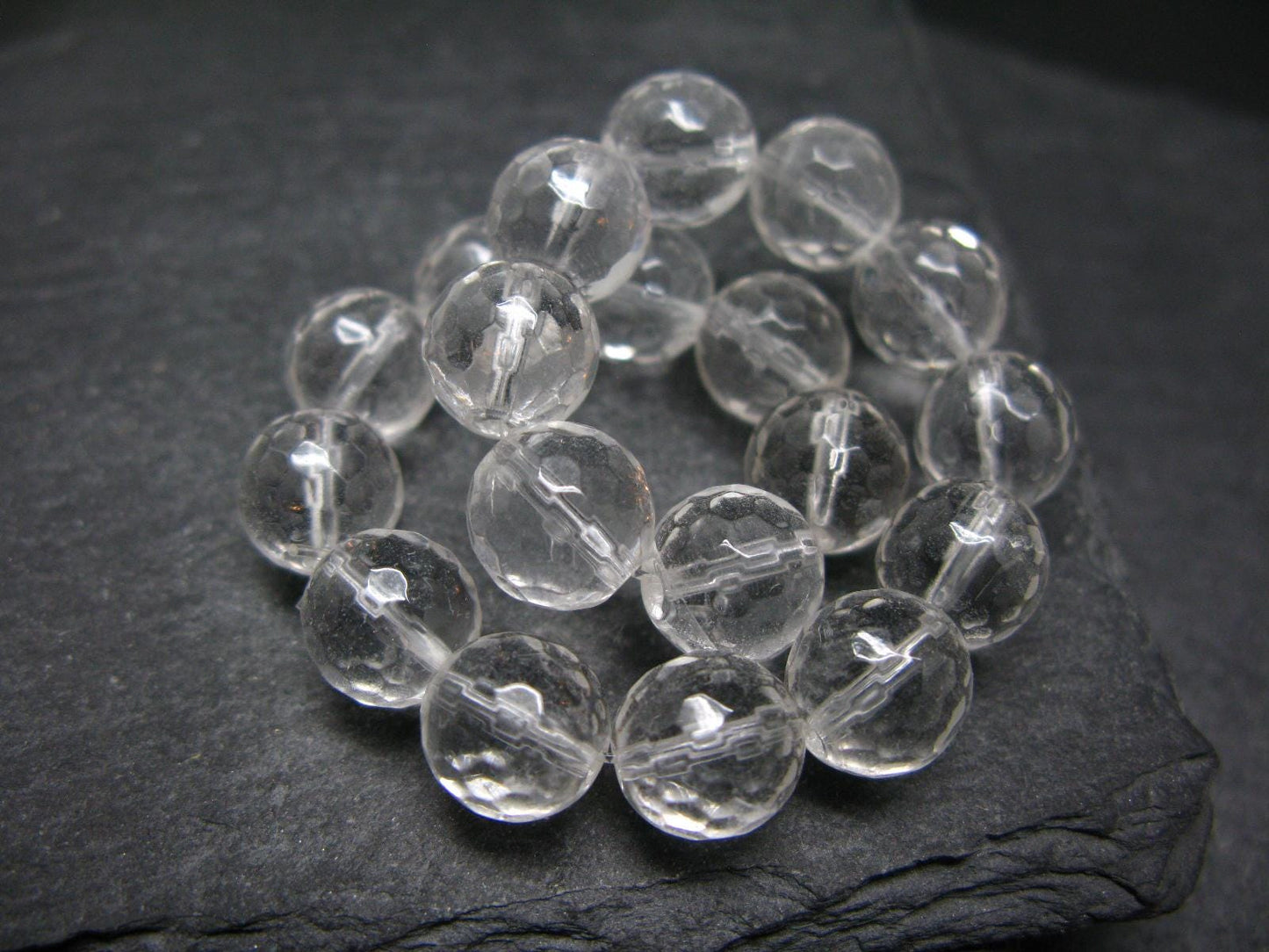 Clear Quartz Genuine Bracelet ~ 7 Inches ~ 10mm Facetted Beads