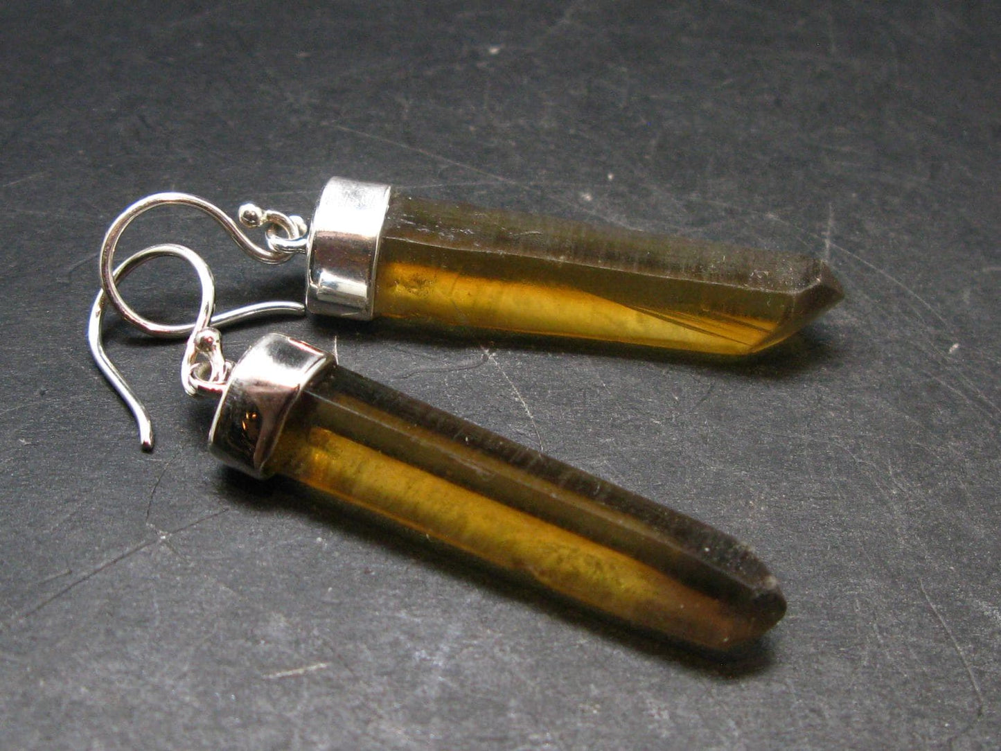 Stunning Natural Unheated Citrine Crystal Earrings from Zambia - 9.64 Grams - 2.1"