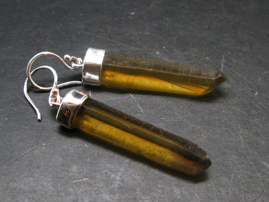 Stunning Natural Unheated Citrine Crystal Earrings from Zambia - 9.64 Grams - 2.1"