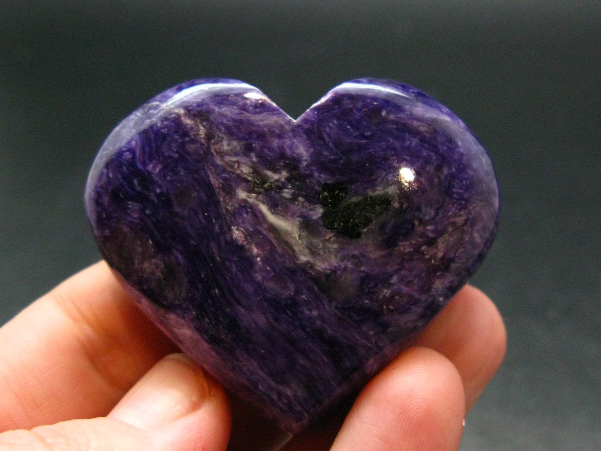 Rare High-Quality Charoite Tumbled Heart From Russia - 1.6" - 50.67 Grams