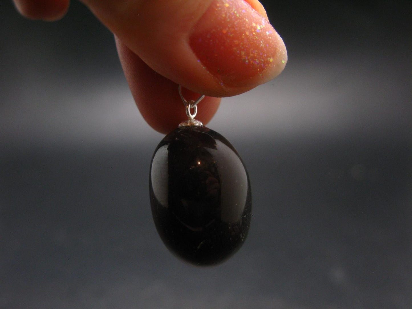 Rare Blue Amber Tumbled Fluorescent Silver Pendant From Indonesia - 1.2" - 4.0 Grams