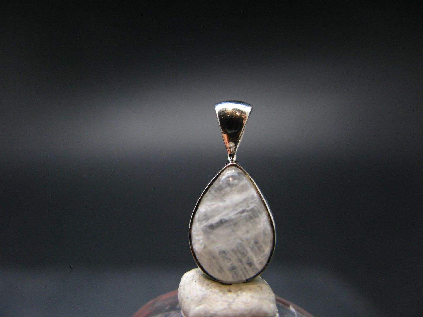 Raw Rare Natrolite Crystal Silver Pendant From Russia - 0.7" - 1.32 Grams