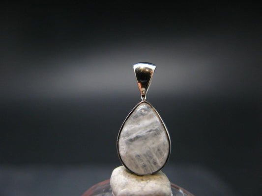 Raw Rare Natrolite Crystal Silver Pendant From Russia - 0.7" - 1.32 Grams