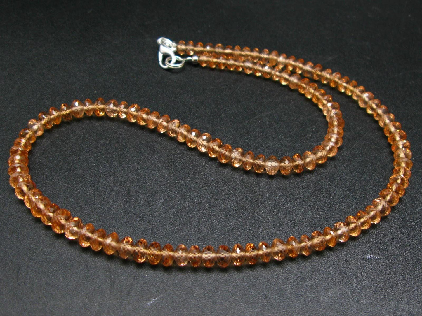 Gem Hessonite Orange Garnet Necklace Beads From Canada - 17"