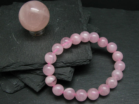 Rose Quartz Genuine Bracelet ~ 7 Inches ~ 10mm Round Beads