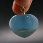 Lemurian Aquatine Blue Calcite Silver Heart Pendant from Argentina - 1.2" - 13.35 Grams