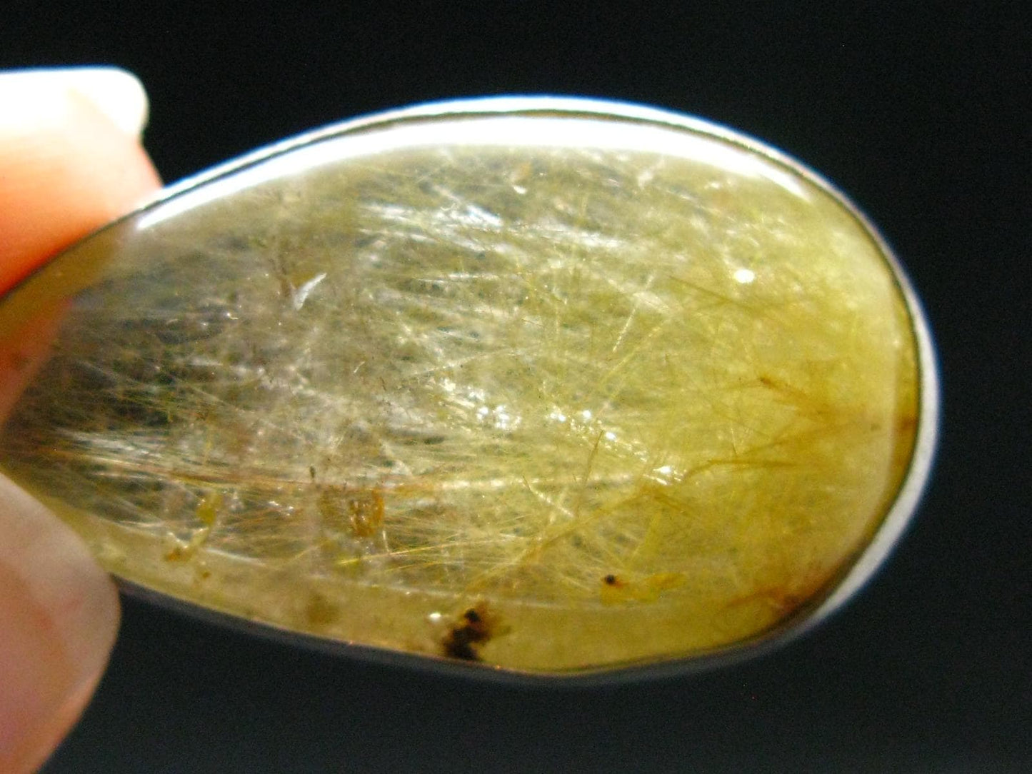 Rutilated Quartz Silver Pendant From Brazil - 1.6" - 6.59 Grams