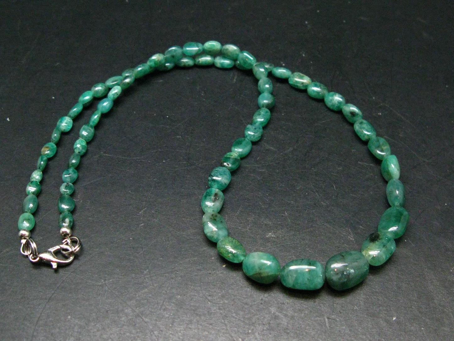 Emerald Tumbled Beads Necklace From Colombia - 17" - 14.90 Grams