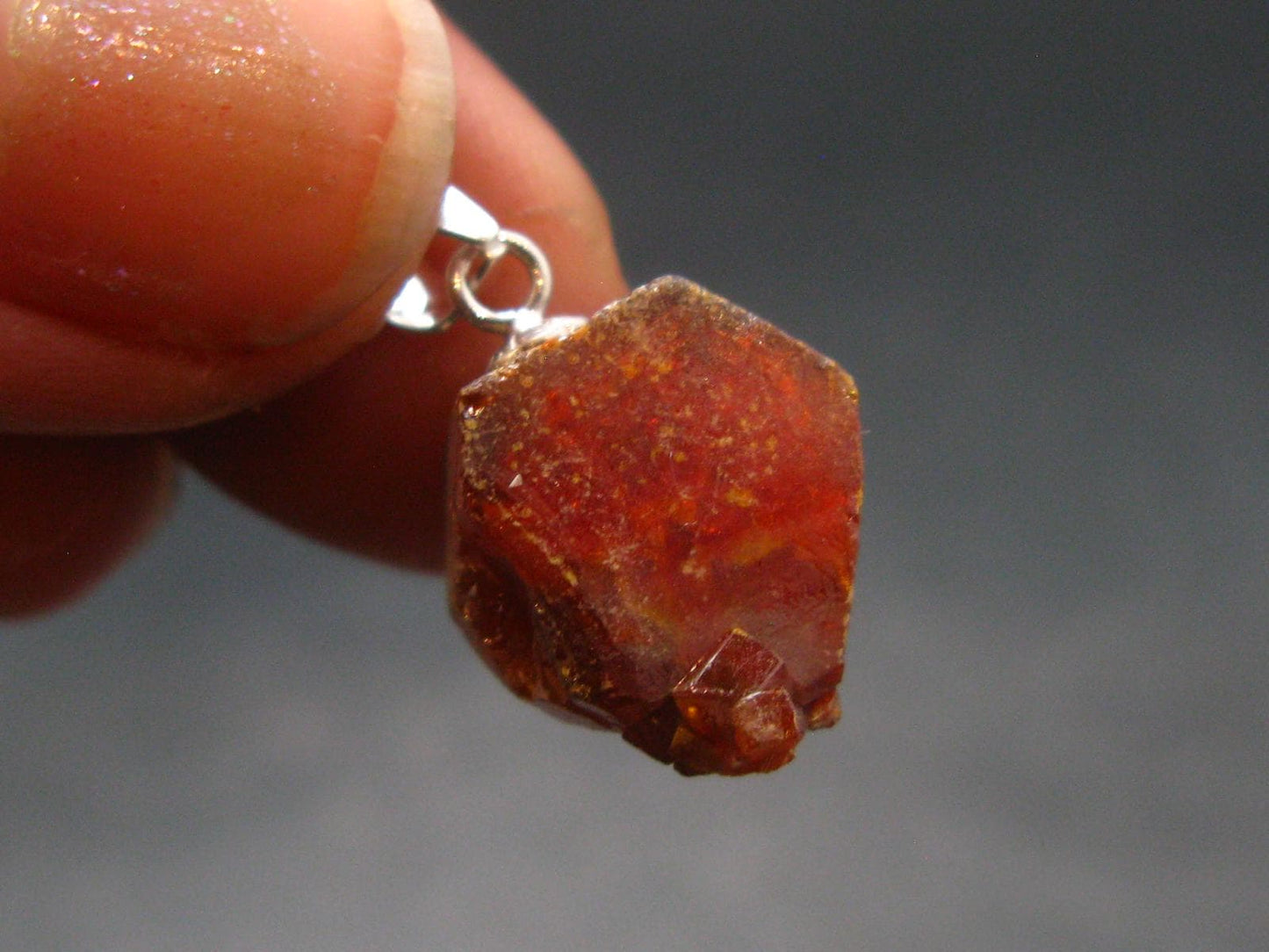 Vanadinite Crystal Silver Pendant From Morocco - 0.8" - 4.2 Grams