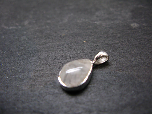 Raw Rare Natrolite Crystal Silver Pendant From Russia - 0.7" - 1.32 Grams