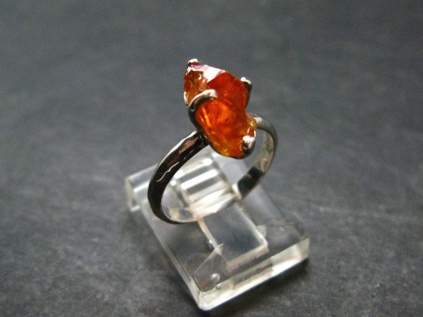 Fire Red Zincite Zinkite 925 Silver Ring from Poland - Size 5 - 2.66 Grams