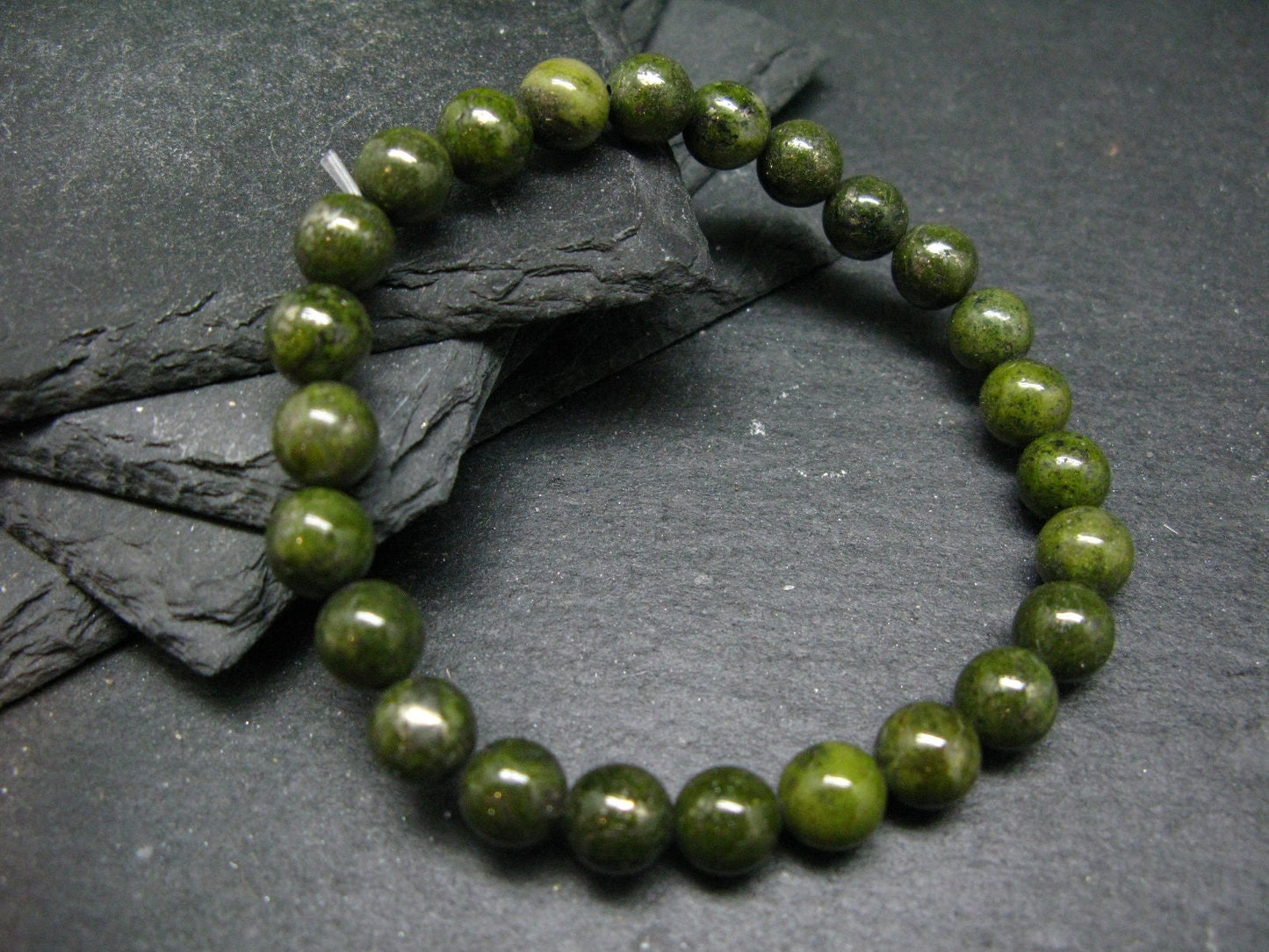 Epidote Genuine Bracelet ~ 7 Inches ~ 8mm Round Beads