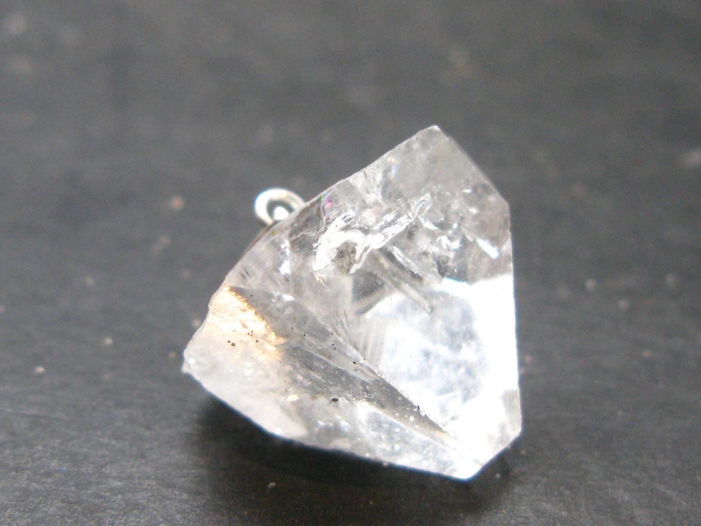 Clear Apophylite Apophyllite Crystal Silver Pendant From India - 0.9" - 4.2 Grams