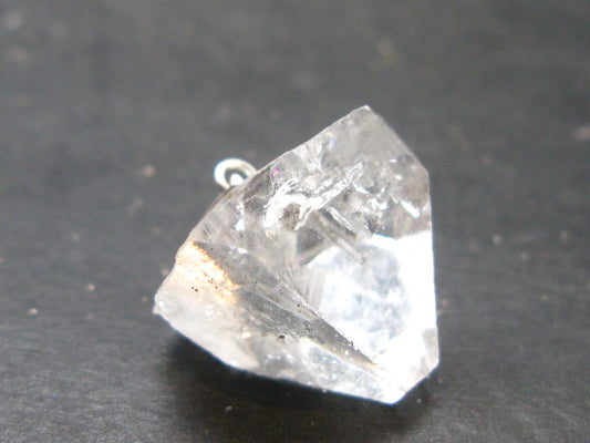 Clear Apophylite Apophyllite Crystal Silver Pendant From India - 0.9" - 4.2 Grams