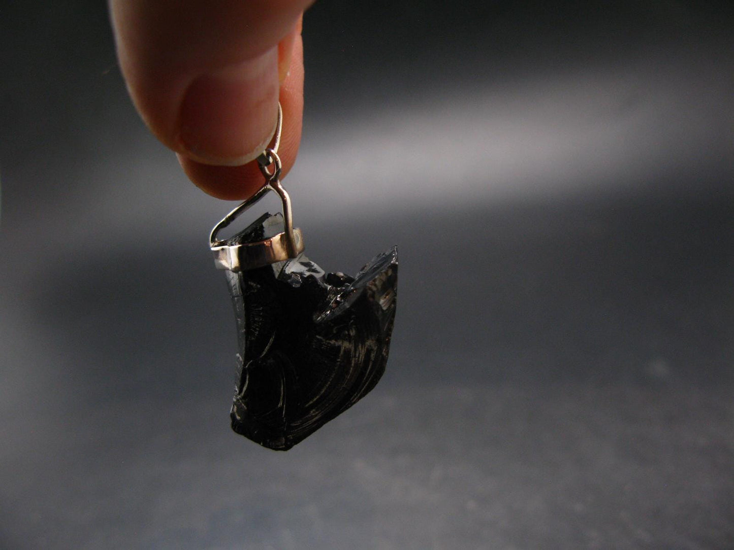 Unpolished Elite Shungite Silver Pendant from Russia - 1.6" - 7.65 Grams