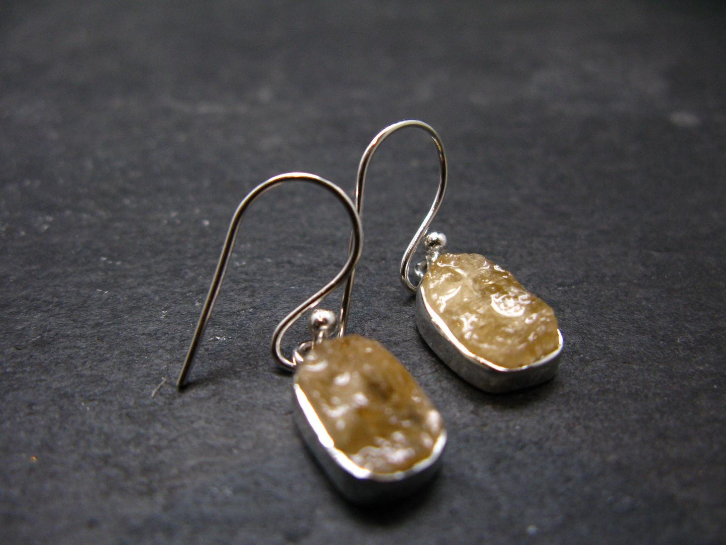 Rare Agni Gold Danburite Silver Earrings From Tanzania - 2.90 Grams - 1.1"
