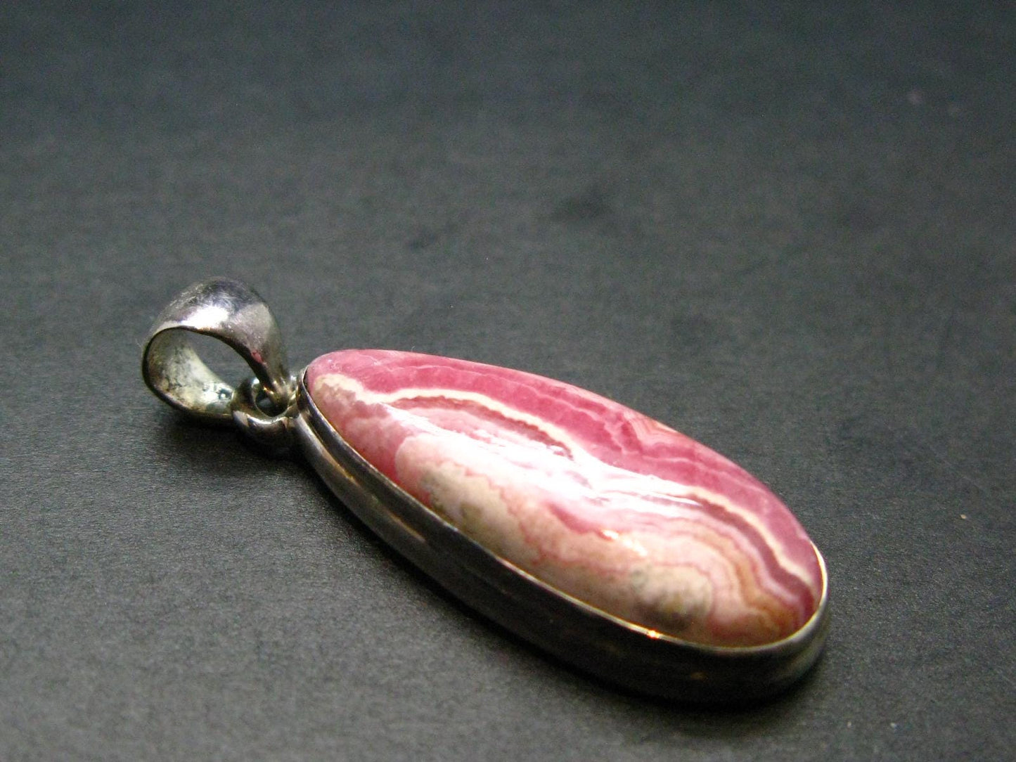 Rhodochrosite Sterling Silver Pendant From Alma Colorado - 1.4" - 6.07 Grams