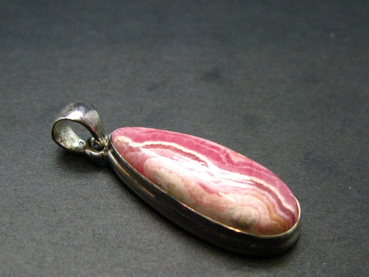 Rhodochrosite Sterling Silver Pendant From Alma Colorado - 1.4" - 6.07 Grams