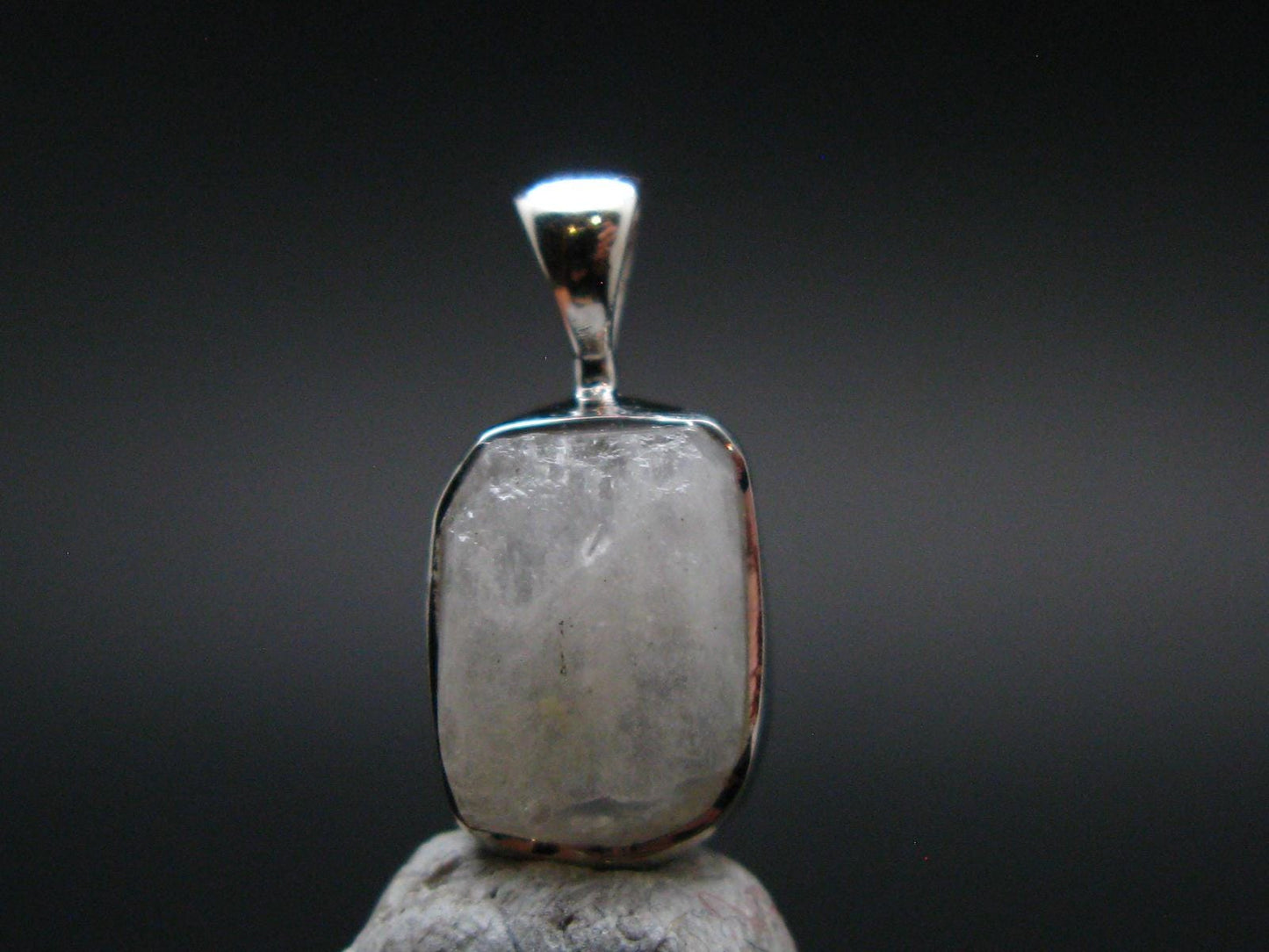 Raw Rare Natrolite Crystal Silver Pendant From Russia - 0.7" - 1.43 Grams
