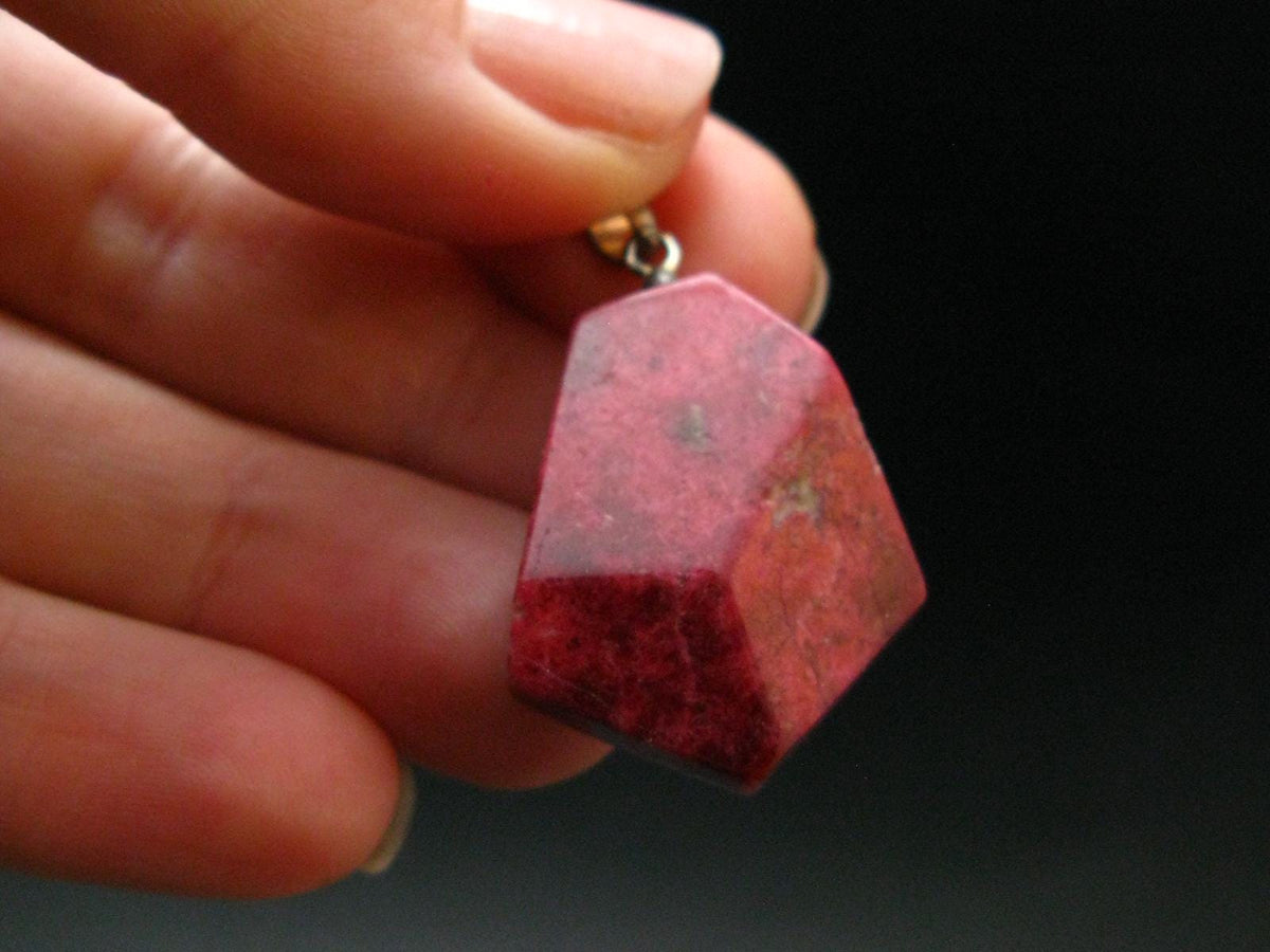 Thulite Silver Pendant From Norway - 1.3"