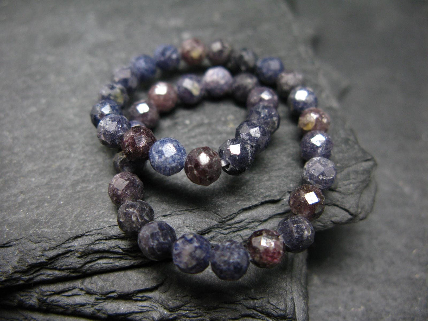 Blue Sapphire Genuine Bracelet ~ 7 Inches ~ 5mm Round Facetted Beads