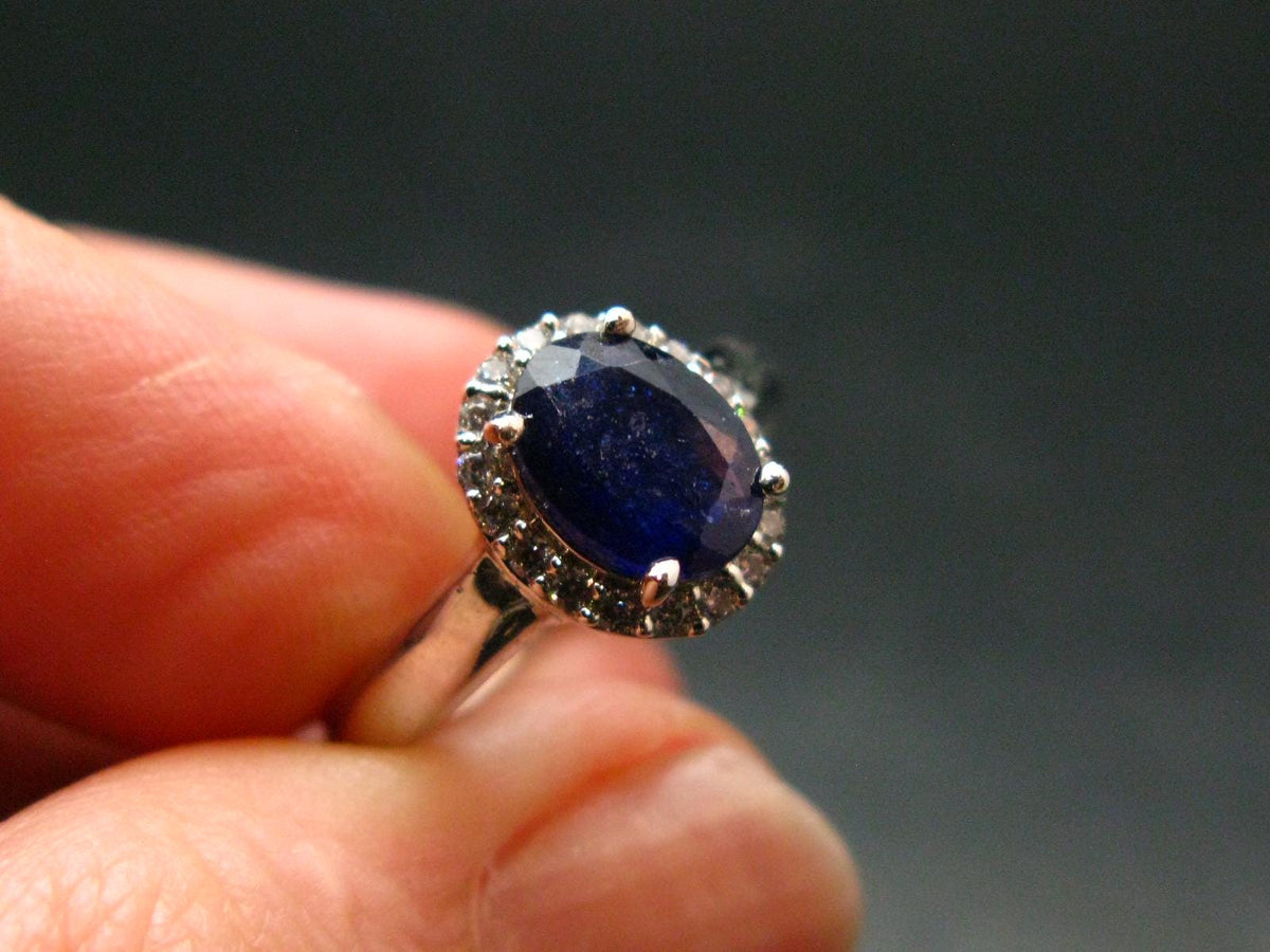 Natural Faceted Dark Blue Sapphire 925 Sterling Silver Ring - 3.08 Grams - Size 7