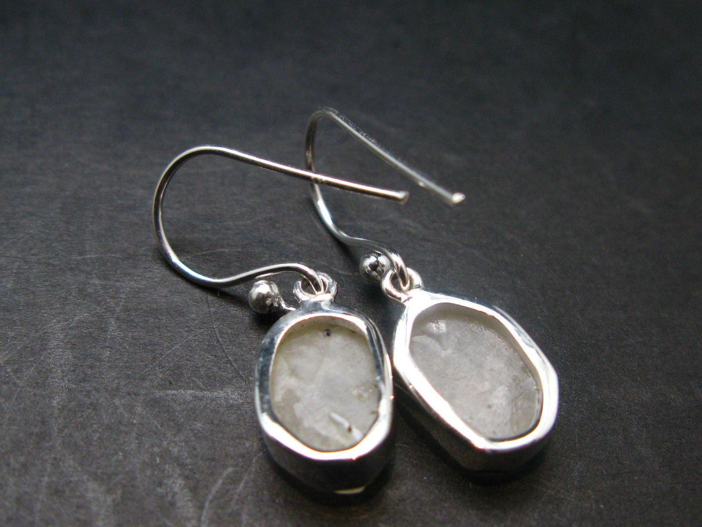Very Rare White Cryolite 925 Silver Earrings from Greenland - 1.0" - 3.0 Grams