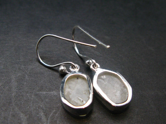 Very Rare White Cryolite 925 Silver Earrings from Greenland - 1.0" - 3.0 Grams