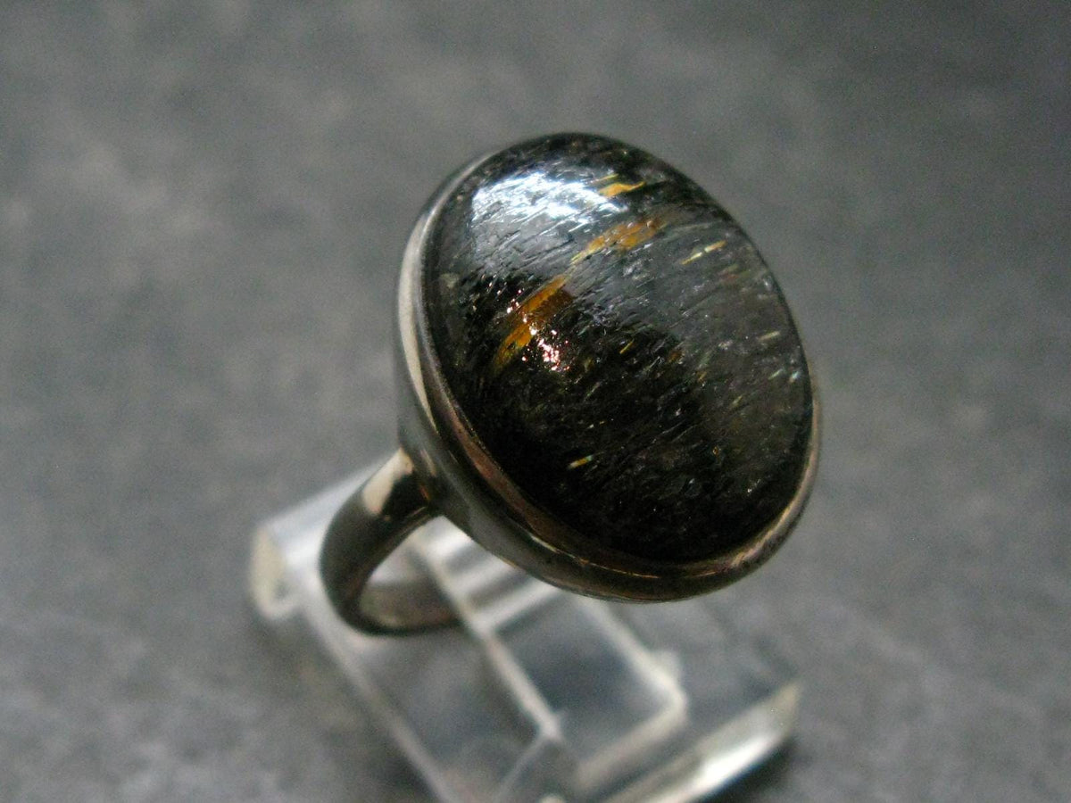 Real!! Very Rare Nuumite Nuummite Sterling Silver Ring from Greenland - 6.30 Grams - Size 8.5