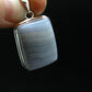 Rare Blue Lace Holly Chalcedony Agate Silver Plated Pendant From Malawi - 1.5" - 9.03 Grams