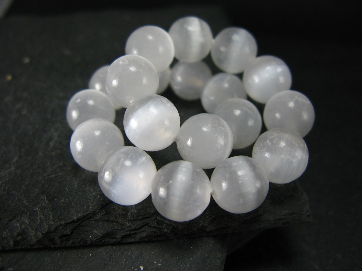 Selenite Genuine Bracelet ~ 7 Inches ~ 10mm Round Beads