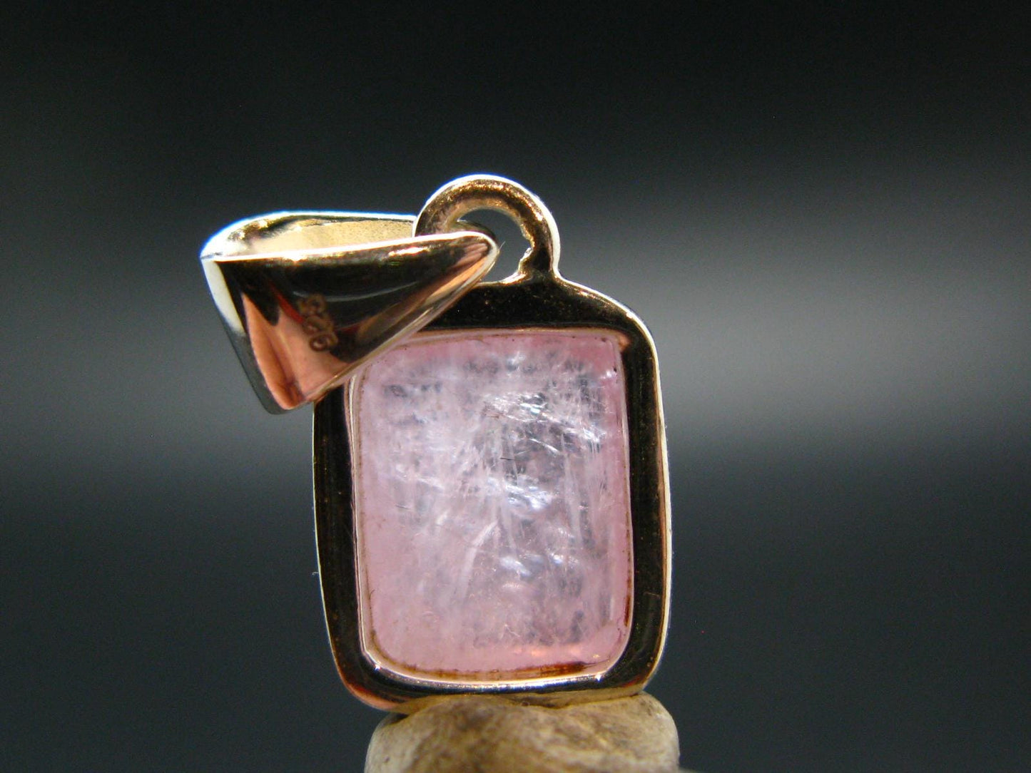 Pink Morganite Silver Pendant From Brazil - 0.8" - 2.3 Grams