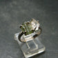 Moldavite Tektite and Herkimer Diamond Silver Ring - Size 8 - 2.34 Grams