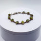 Chrysoberyl Raw Stone Bracelet Green Gemstone Silver Link Bracelet Natural Crystal Jewelry Gift