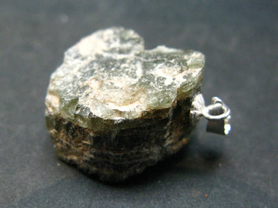 Extremely Rare Raw Gem Green Kornerupine Silver Pendant Crystal From Tanzania - 5.94 Grams - 1.0"