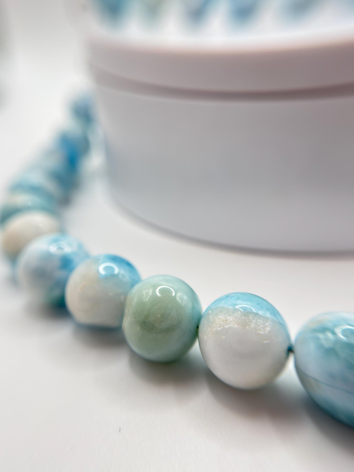 Larimar Beaded Necklace Blue Gemstone Jewelry Ocean Stone Necklace Gift
