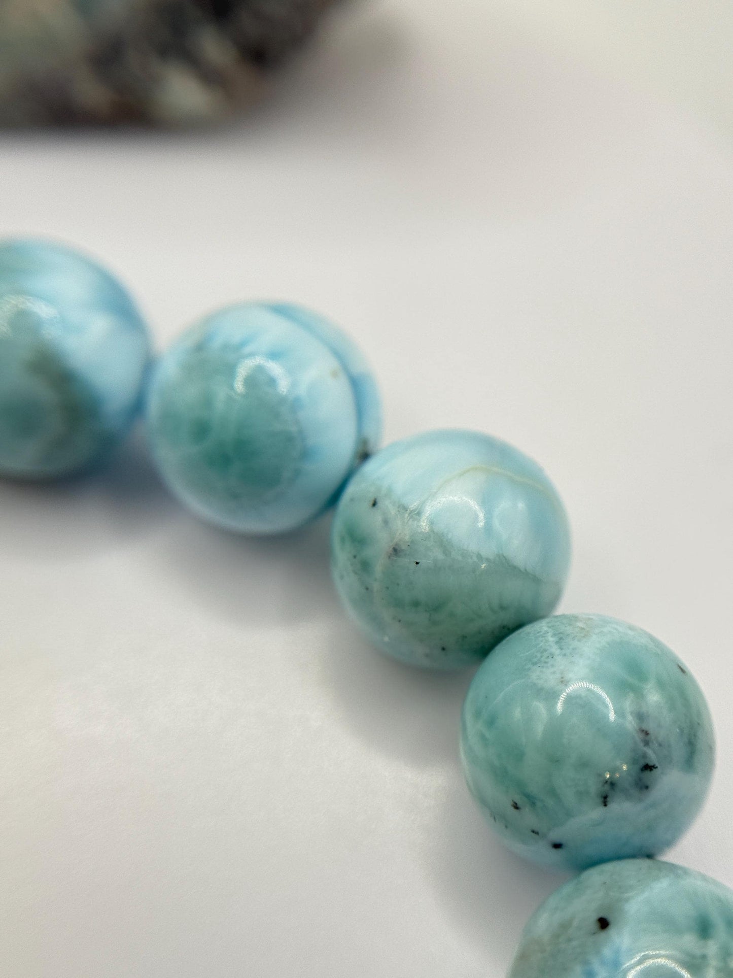 Natural Larimar Bracelet Blue Stone Beaded Bracelet Ocean Inspired Jewelry Gift