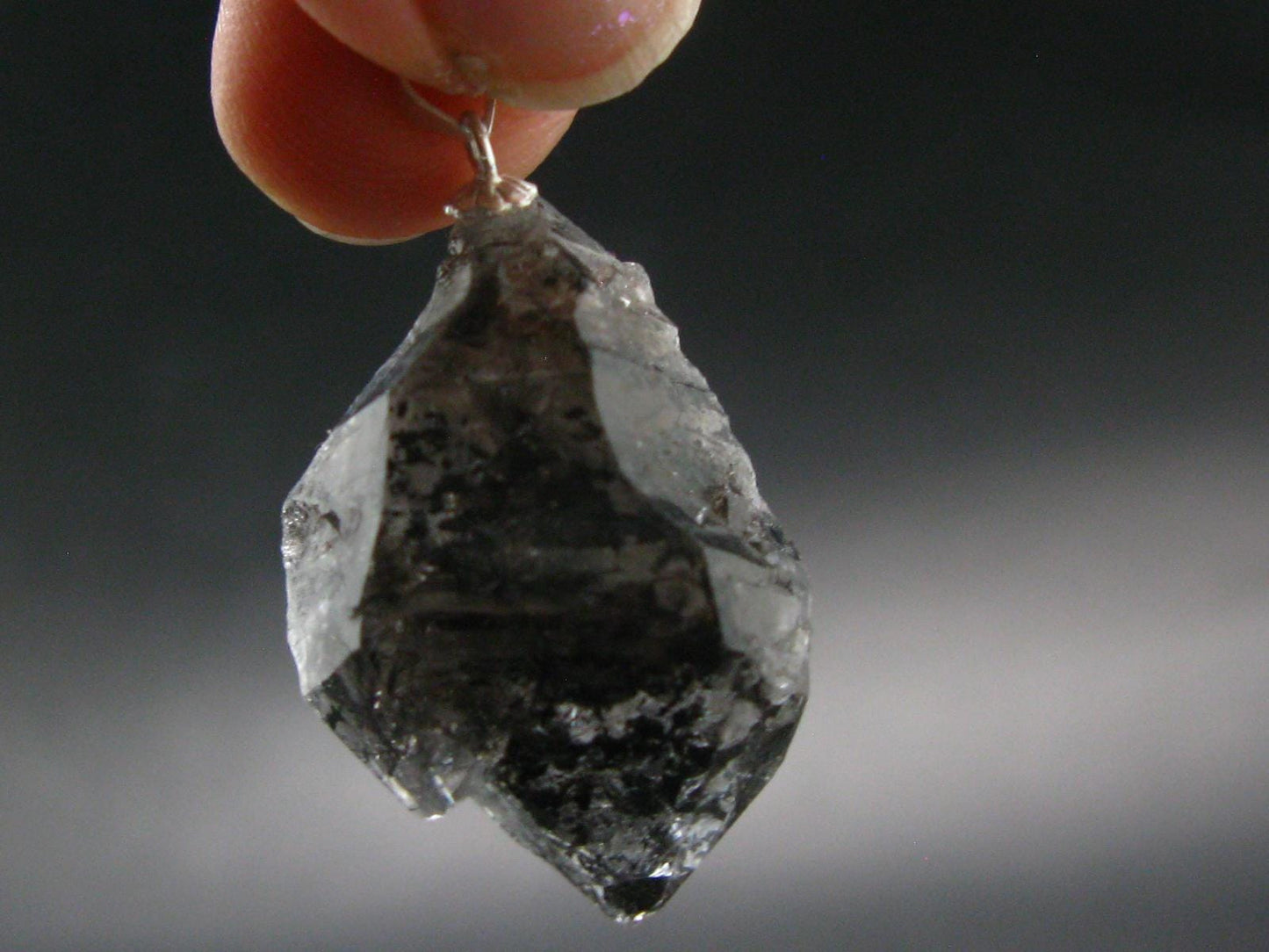 Nice Terminated Tibetan Black Quartz Pendant from Tibet - 1.4" - 8.61 Grams