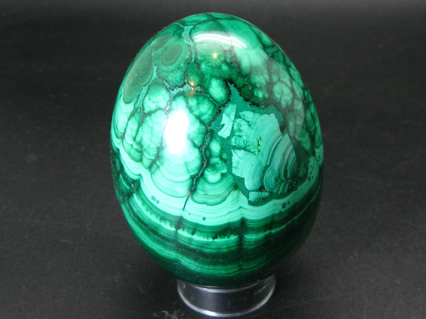 Large Rich Vivid Vibrant Green Malachite Egg From Congo - 3.5"