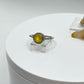 Yellow Sapphire Cabochon Ring | Sterling Silver Halo, September Birthstone - Size 9