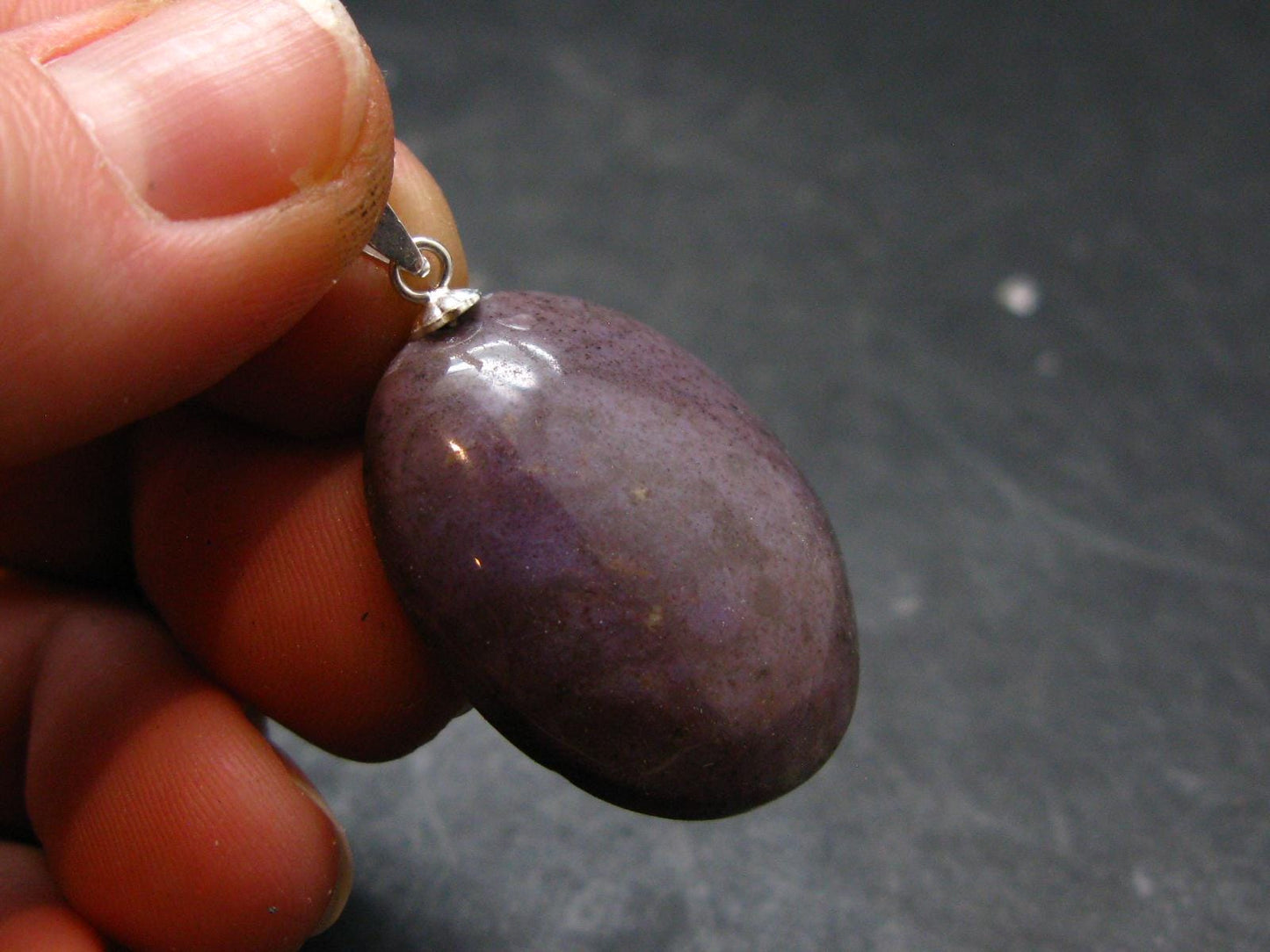 Purple Jade Silver Plated Pendant From Turkey - 1.3" - 6.23 Grams
