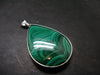 Queen of Green!! Genuine Vivid Vibrant Green Malachite Sterling Silver Pendant - 1.9" - 16.95 Grams