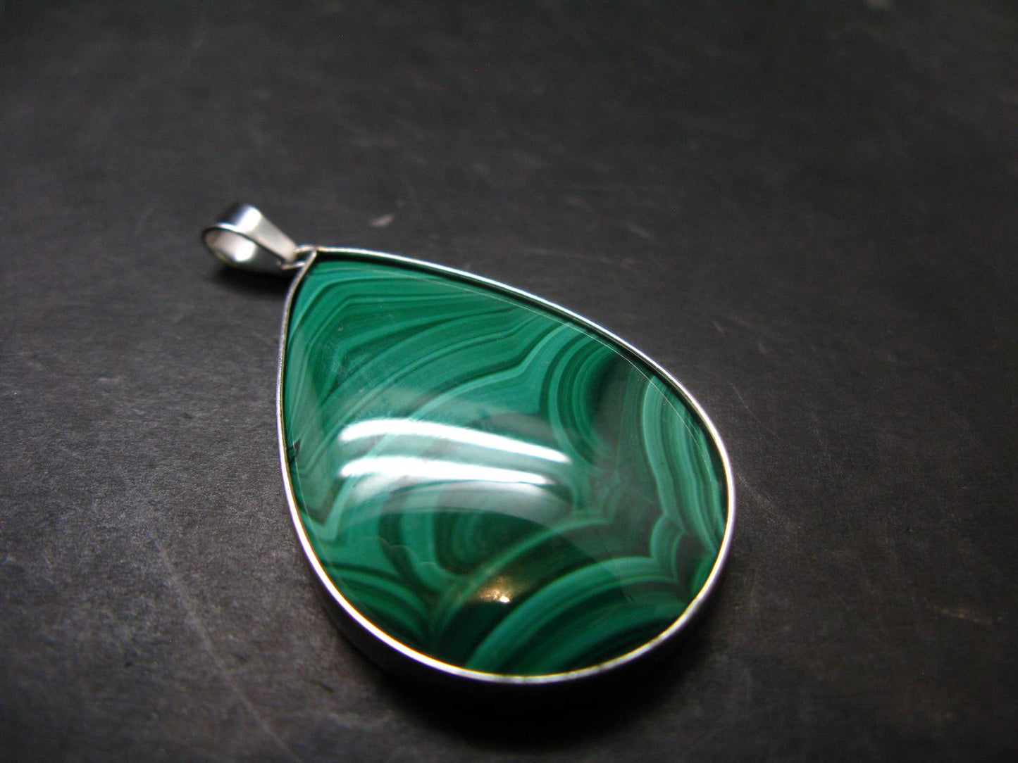 Queen of Green!! Genuine Vivid Vibrant Green Malachite Sterling Silver Pendant - 1.9" - 16.95 Grams