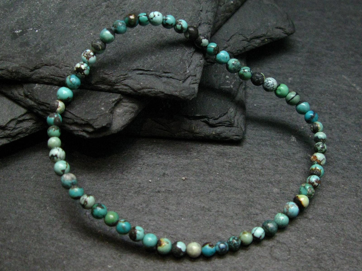 Turquoise Genuine Untreated Bracelet ~ 7 Inches ~ 3mm Round Beads
