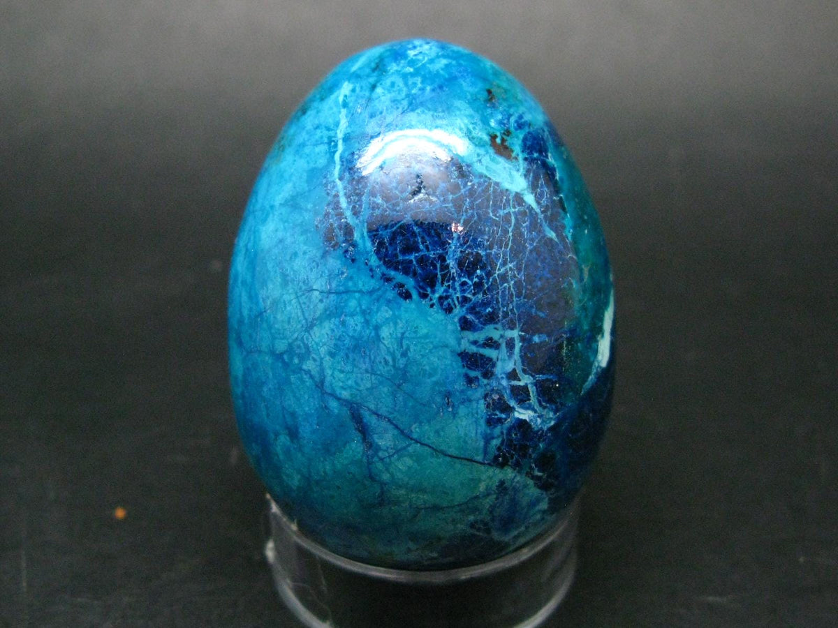 Very Rare Shattuckite Chrysocola & Dioptase Egg From Congo - 111.84 Grams