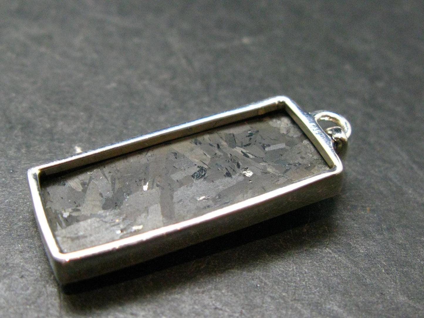 Very Rare Sterling Silver Nuumite Nuummite Pendant From Greenland - 1.7" - 8.51 Grams