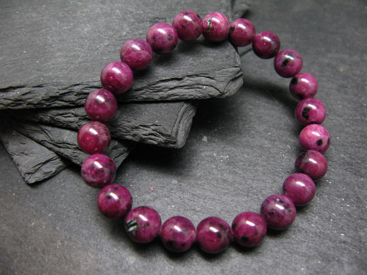 Ruby Genuine Bracelet ~ 7 Inches ~ 8mm Round Beads