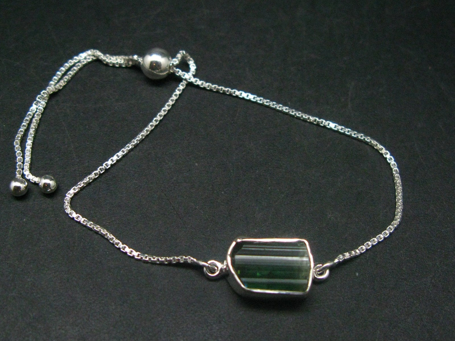 Green Tourmaline Silver Bracelet From Brazil - 4.33 Grams