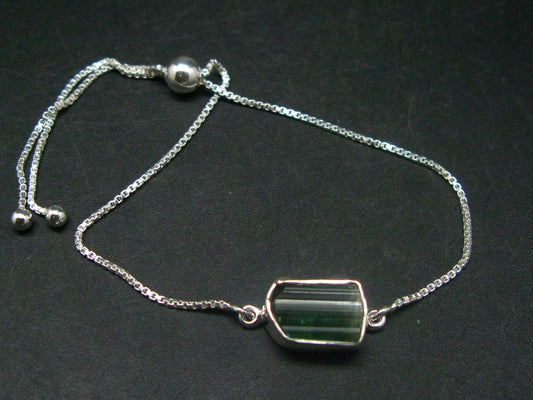 Green Tourmaline Silver Bracelet From Brazil - 4.33 Grams