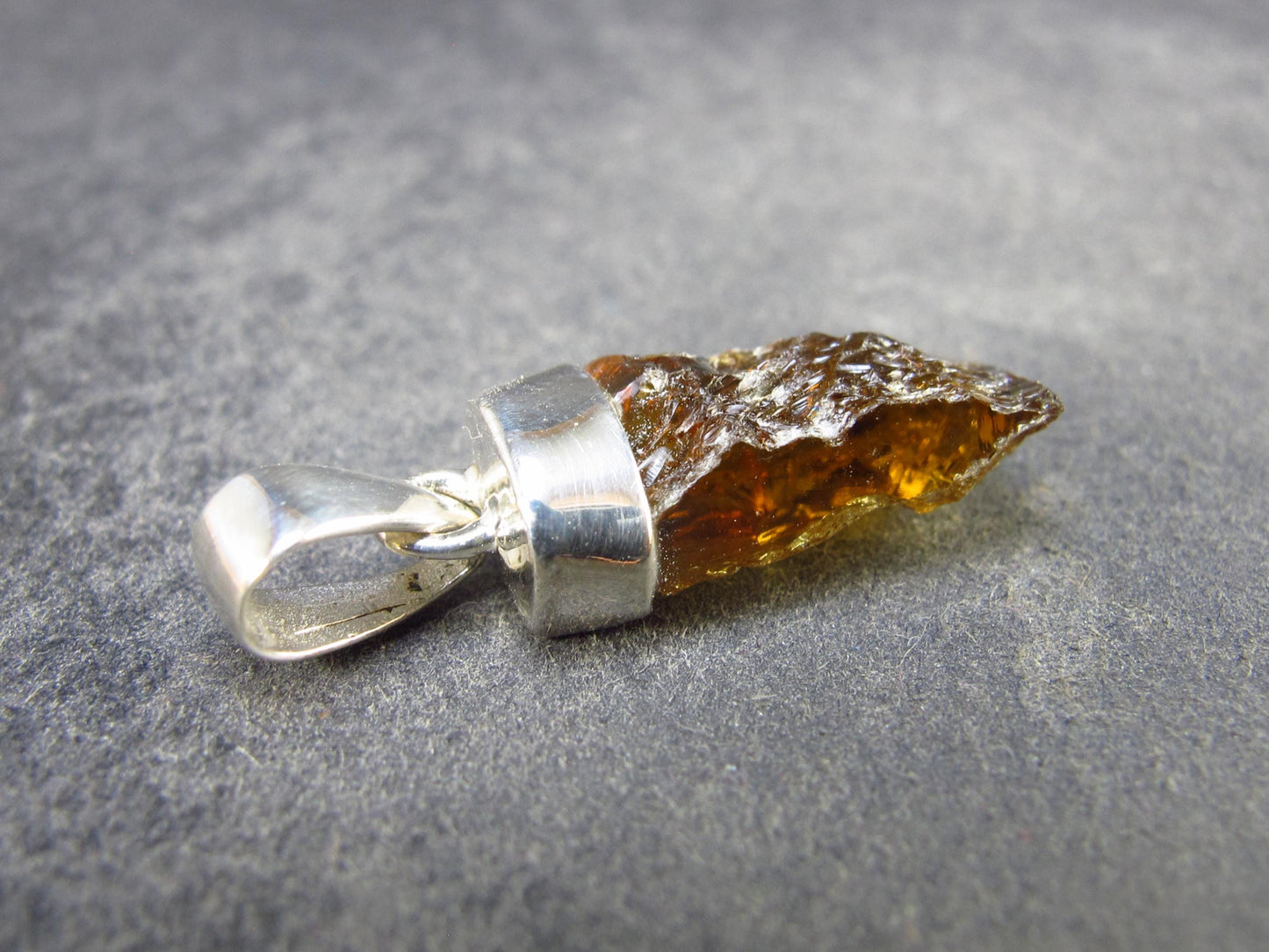 Natural Unheated Citrine Sterling Silver Pendant from Zambia - 1.1" - 2.23 Grams